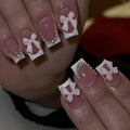 French manicure nail art stickers with bow and tulip patterns including S274 glue adhesive