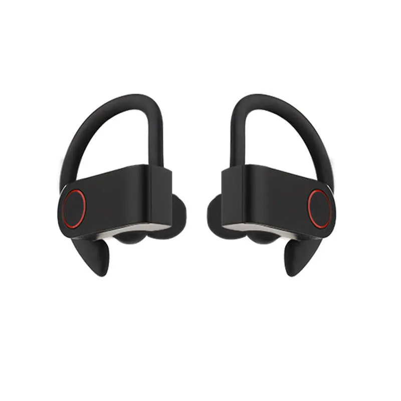 A9 TWS true wireless sports Bluetooth headphones with charging case, plastic build, hanging ear design