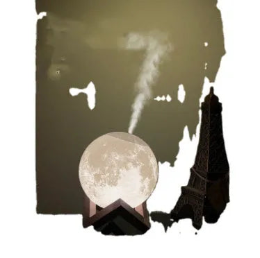Lunar humidifier night light with 13cm spherical PVC design and LED lighting