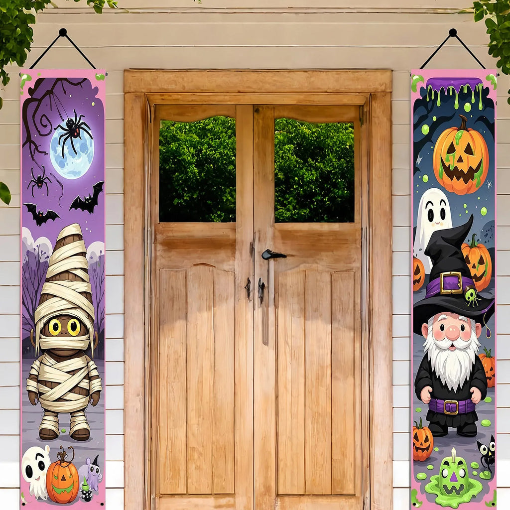 Halloween couplet hanging flag banner measuring 30x180cm in polyester fabric