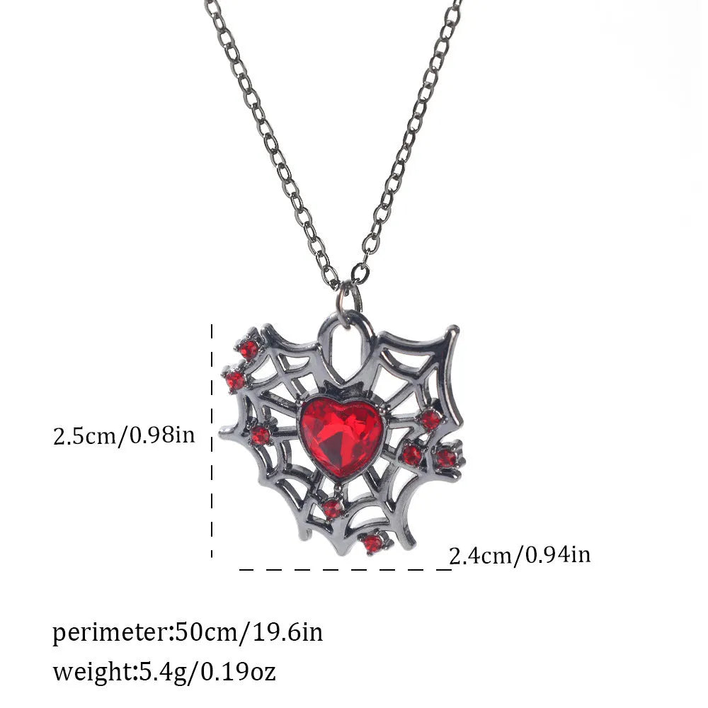 Halloween spider bat necklace with dark gothic alloy pendant on regular chain