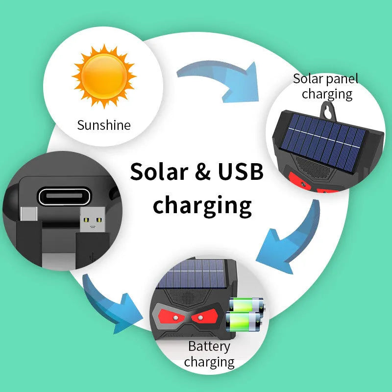 Black animal-shaped solar ultrasonic repeller for outdoor garden pest control