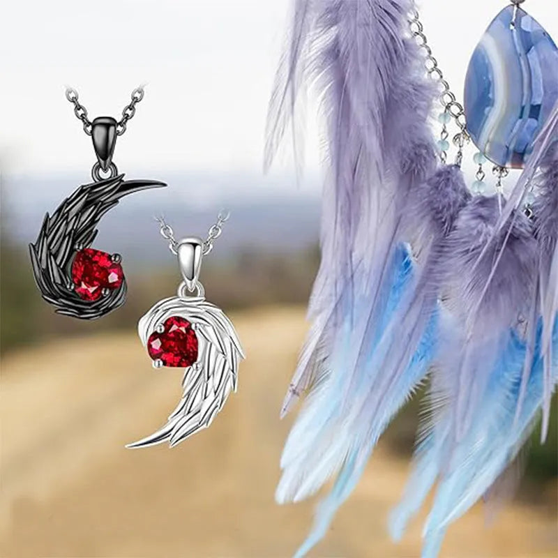 Two-colour couple clavicle necklace with diamond love pendant and snake bone chain in zinc alloy, one pair.