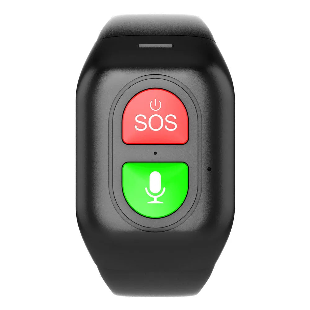 Black GPS health smart wristband with heart rate and blood pressure monitor on wrist