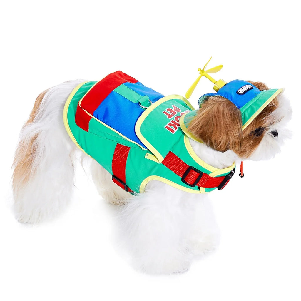 Mookipet green 100% polyester fibre pet traction strap on a white background, showing adjustable sizing for dogs and cats.