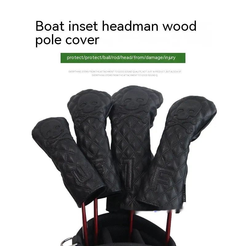 Black and white PU waterproof protective sleeve for a golf club wooden pole.