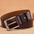 Square head pin buckle casual belt in black and brown colours with alloy construction
