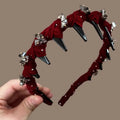 Non-slip velvet hairband for face washing with a crystal wave decoration on top