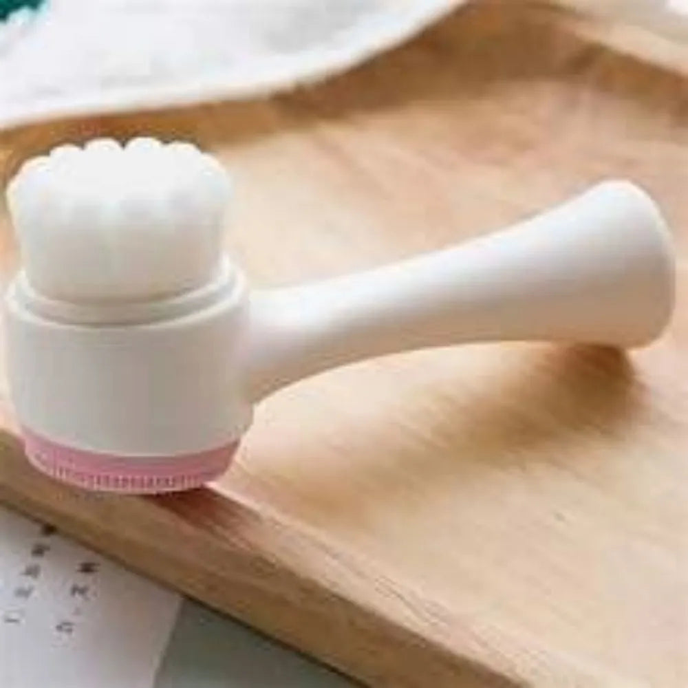 Blue nylon pet paw brush for dogs and cats on a white background.