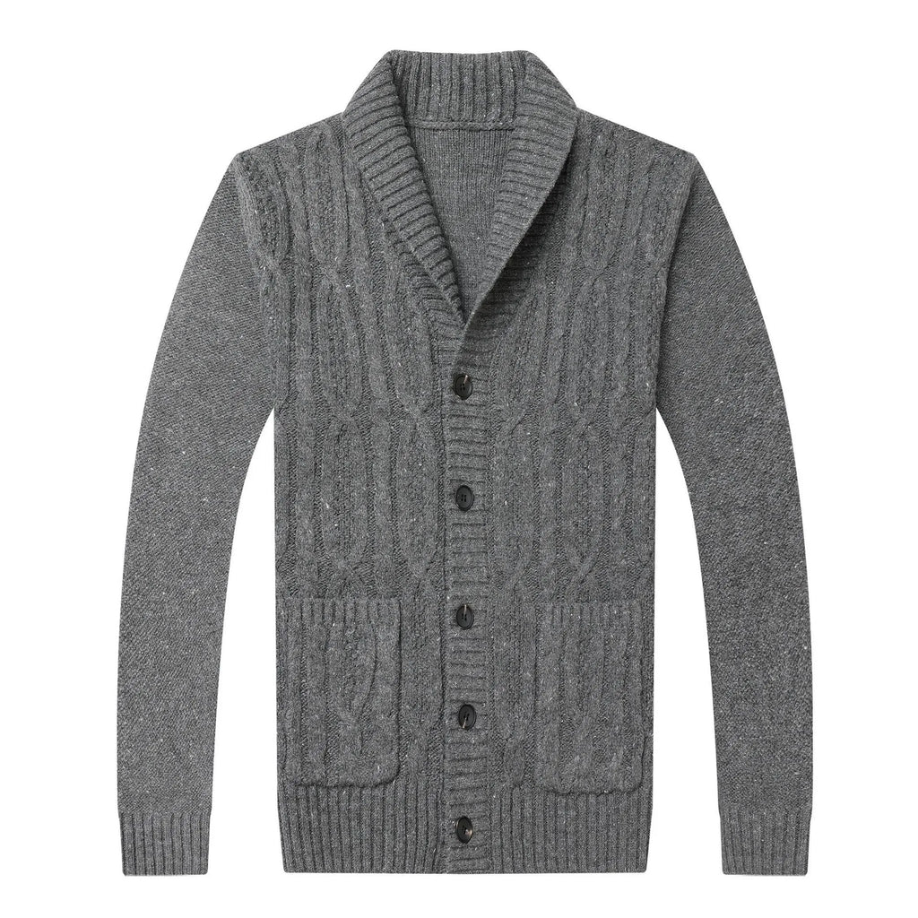 Men's Korean style jacquard patterned cardigan jacket in straight cut design