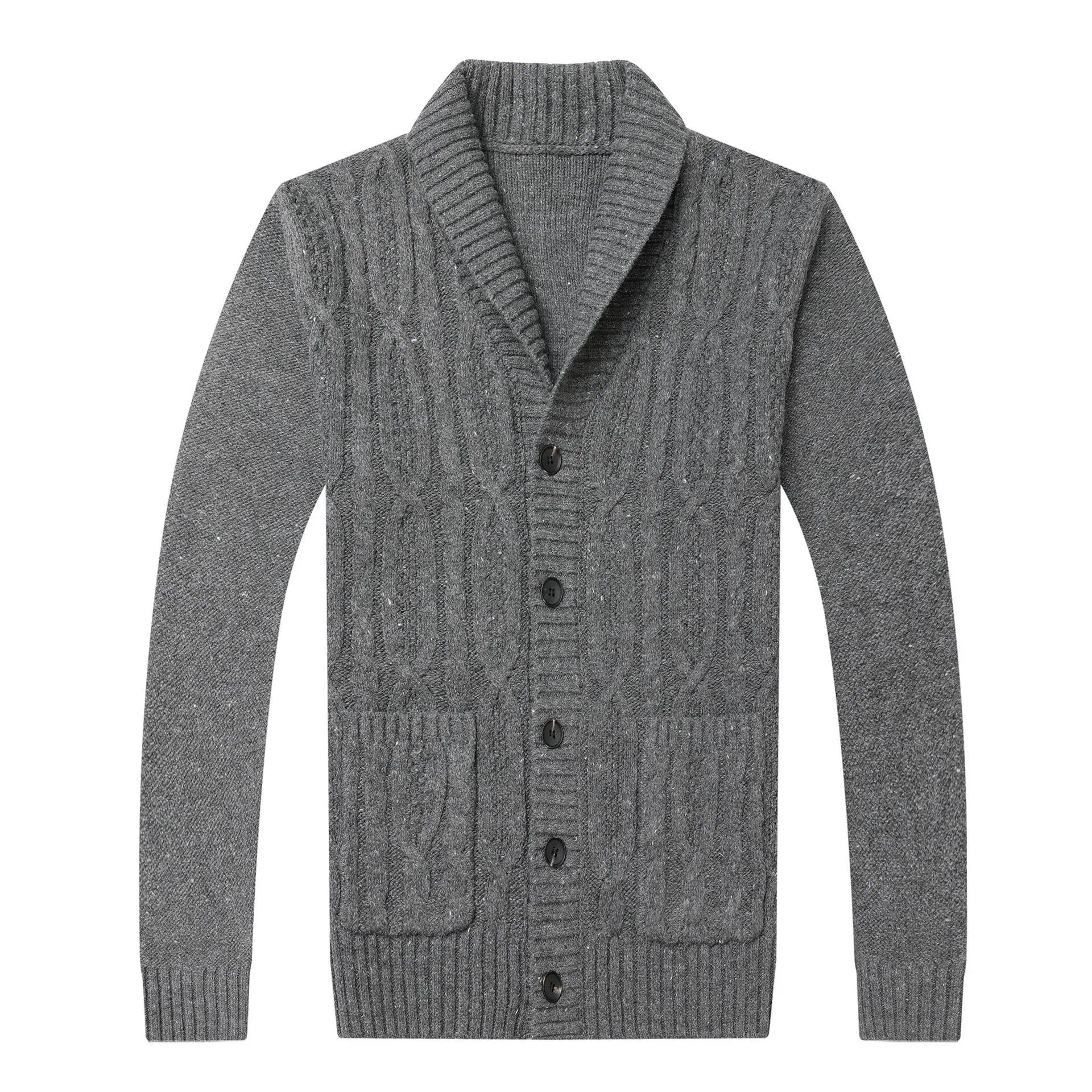 Men's Korean style jacquard patterned cardigan jacket in straight cut design