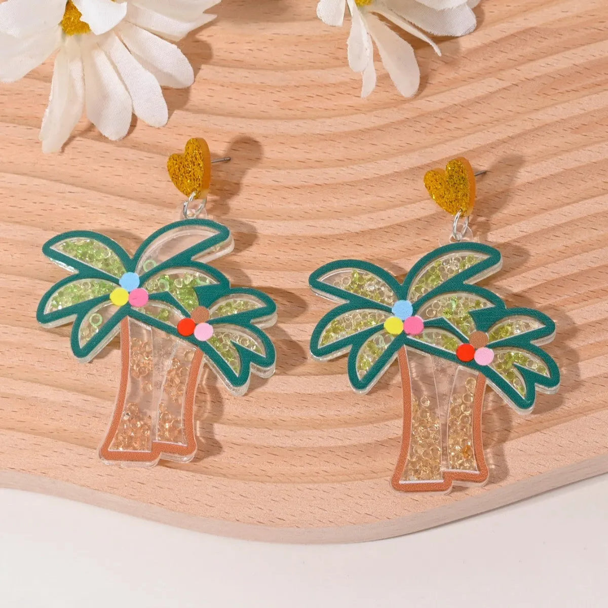Colourful acrylic fruit earrings with cherry strawberry watermelon pineapple coconut cake ice cream designs