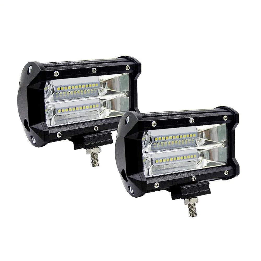 5-inch black LED work lamp for off-road vehicles with aluminum housing and bracket mounting