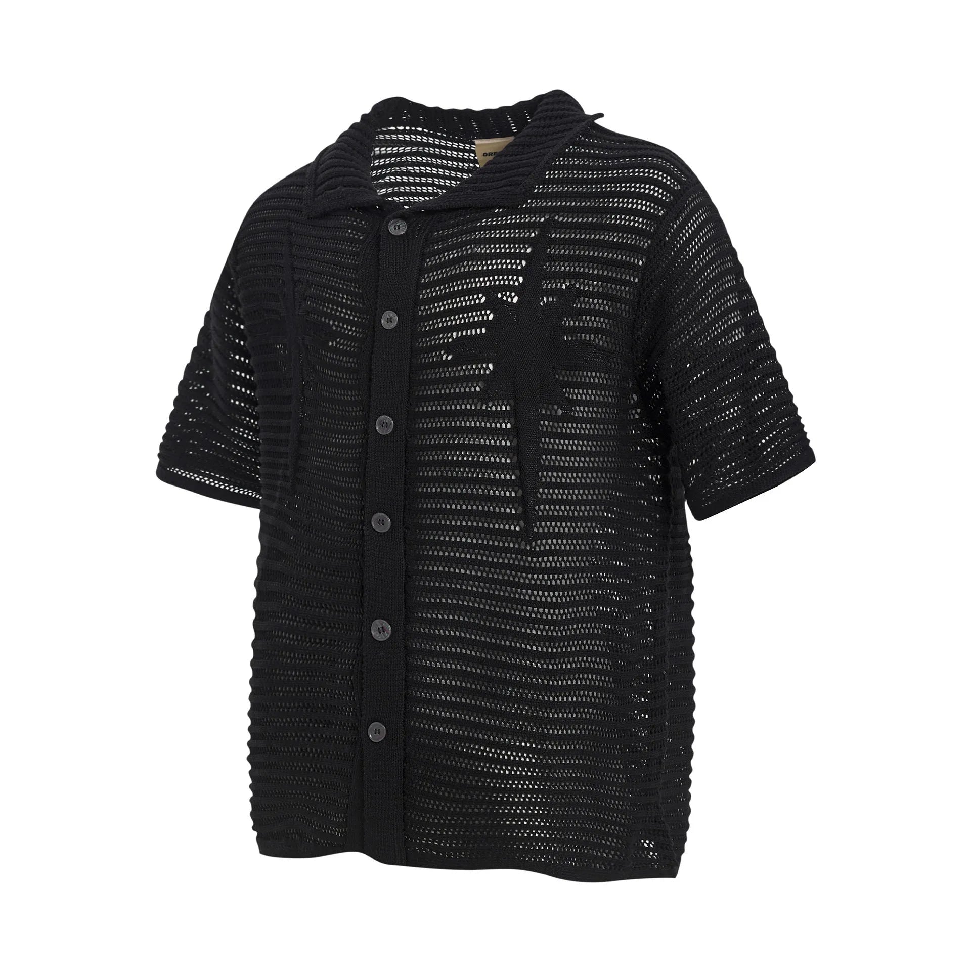 American Retro loose design short sleeve cotton shirt in apricot or black colour options