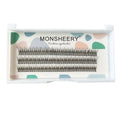 Black V-shaped fairy fishtail false eyelashes in natural long style showing thick segment design.