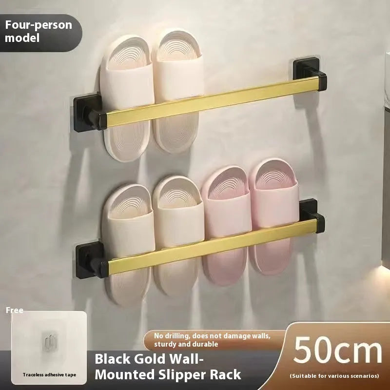 Nordic style carbon steel bathroom slipper rack wall-mounted with seat function