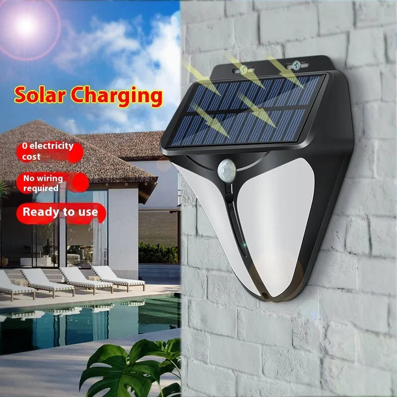 Heart-shaped solar wall lamp with human induction sensor for outdoor courtyard lighting