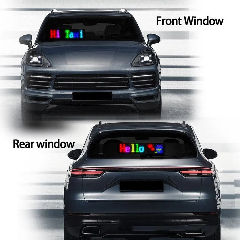 Programmable full-colour LED sign, 7x17cm, 16x32 resolution, flexible USB matrix panel for car or wall display