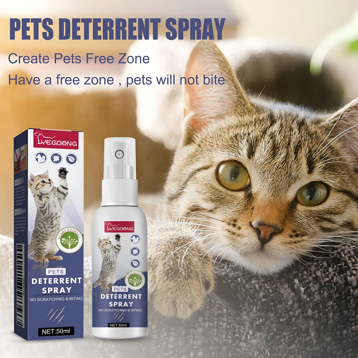 50ml pet repellent spray bottle for deterring scratching of furniture and doors