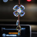 Crystal four leaf grass car pendant in four colour options for dashboard decoration