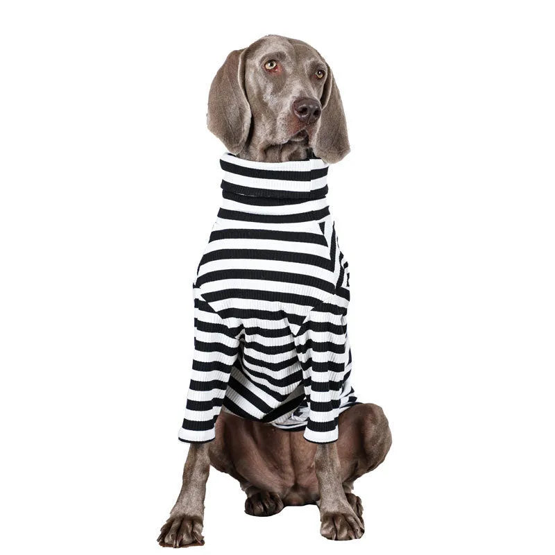 Thin black and white inner garment for large breed dogs made from lightweight polyester fabric