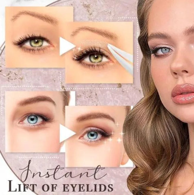 No glue eyelid sticker box showing three size options L, M and S for temporary eyelid support