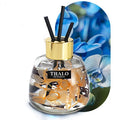 Clear glass bottle-shaped car perfume ornament for loose incense, shown in assorted colours.