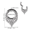 Stainless steel drop-shaped auricle ear extenders with round hanging egg motifs and totem detail.