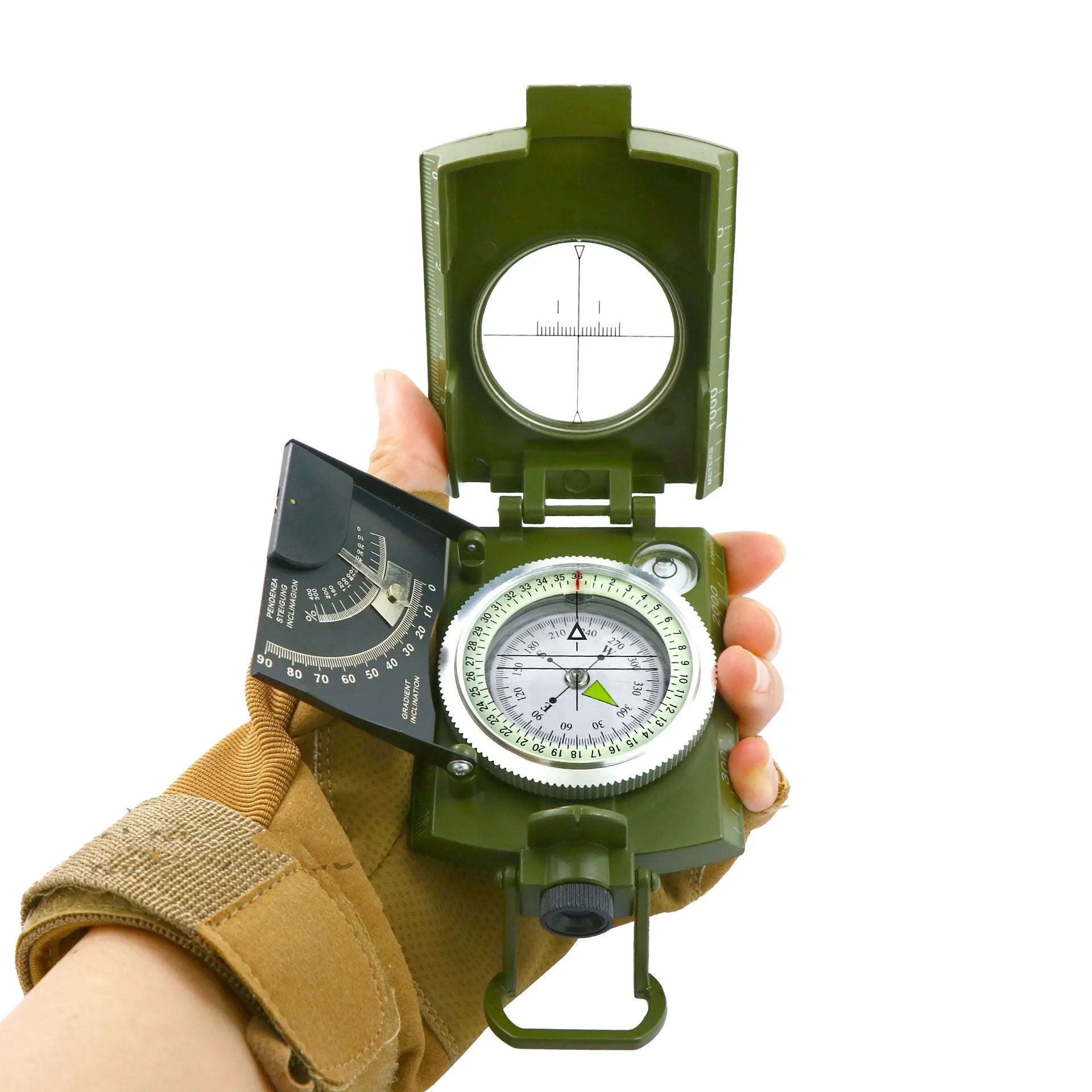 K4074 professional outdoor metal compass with hanging rope on grey background showing 10cm dimensions