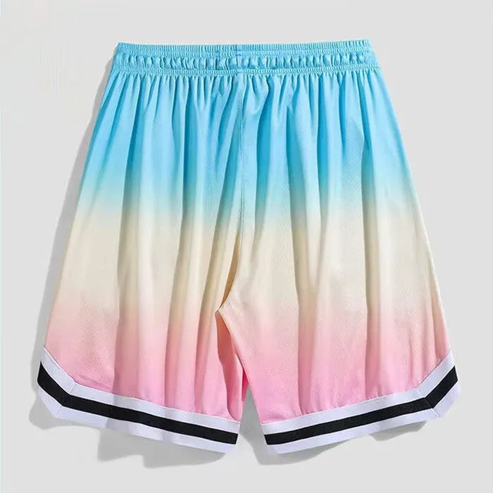 Men's gradient pattern cropped trousers in loose casual fit for workouts