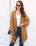 Women's loose fit acrylic sweater coat in solid colour with European styling