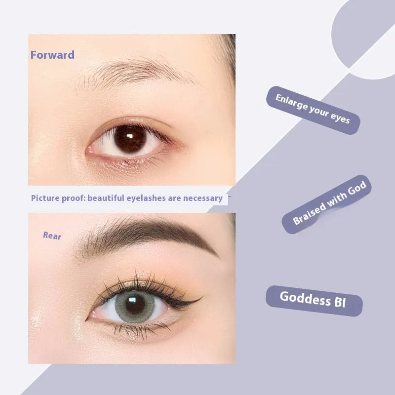 Black V-shaped fairy fishtail false eyelashes in natural long style showing thick segment design.