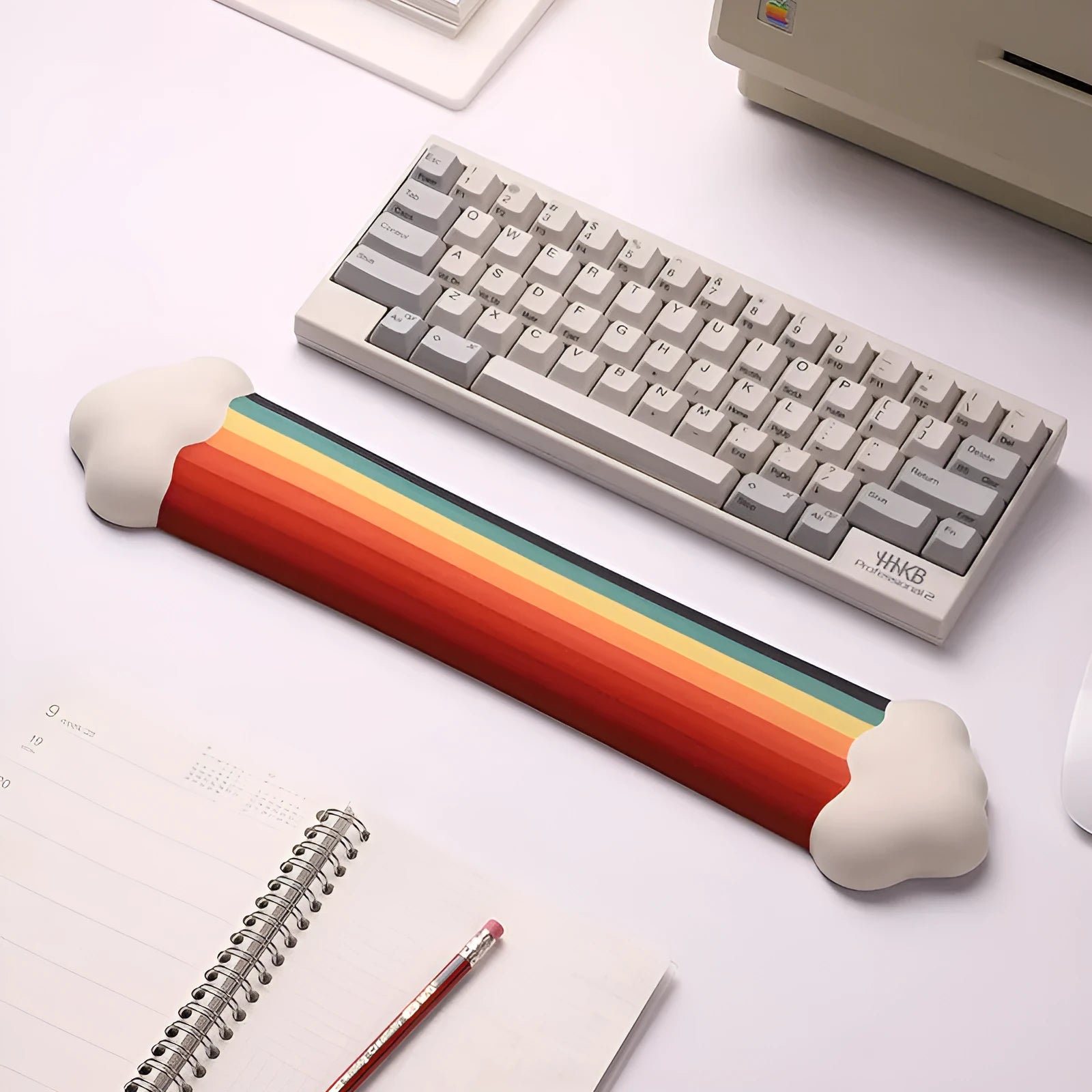 Silica gel wrister mouse pad with cloud rainbow pattern in white black grey or red silicone