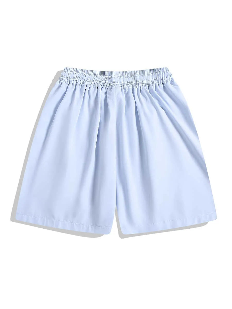 Loose fit quick-drying sports shorts in black, featuring an elastic waistband and straight-leg design.