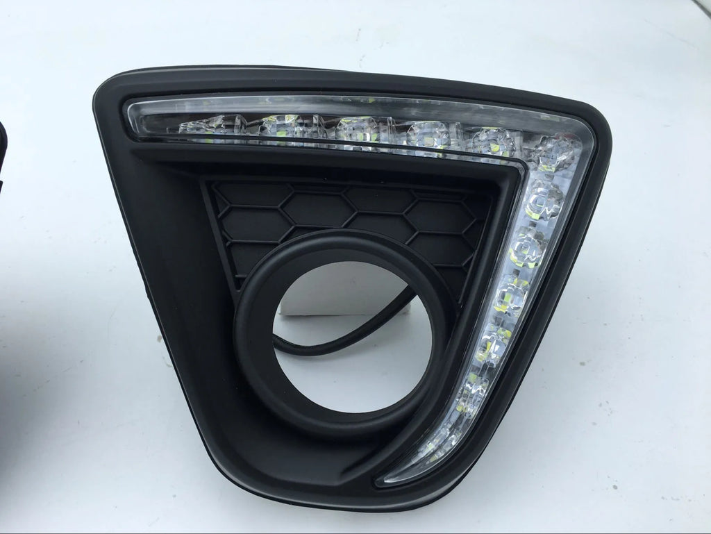 Pair of electroplated LED daytime running lights for Mazda CX-5 on 12V.