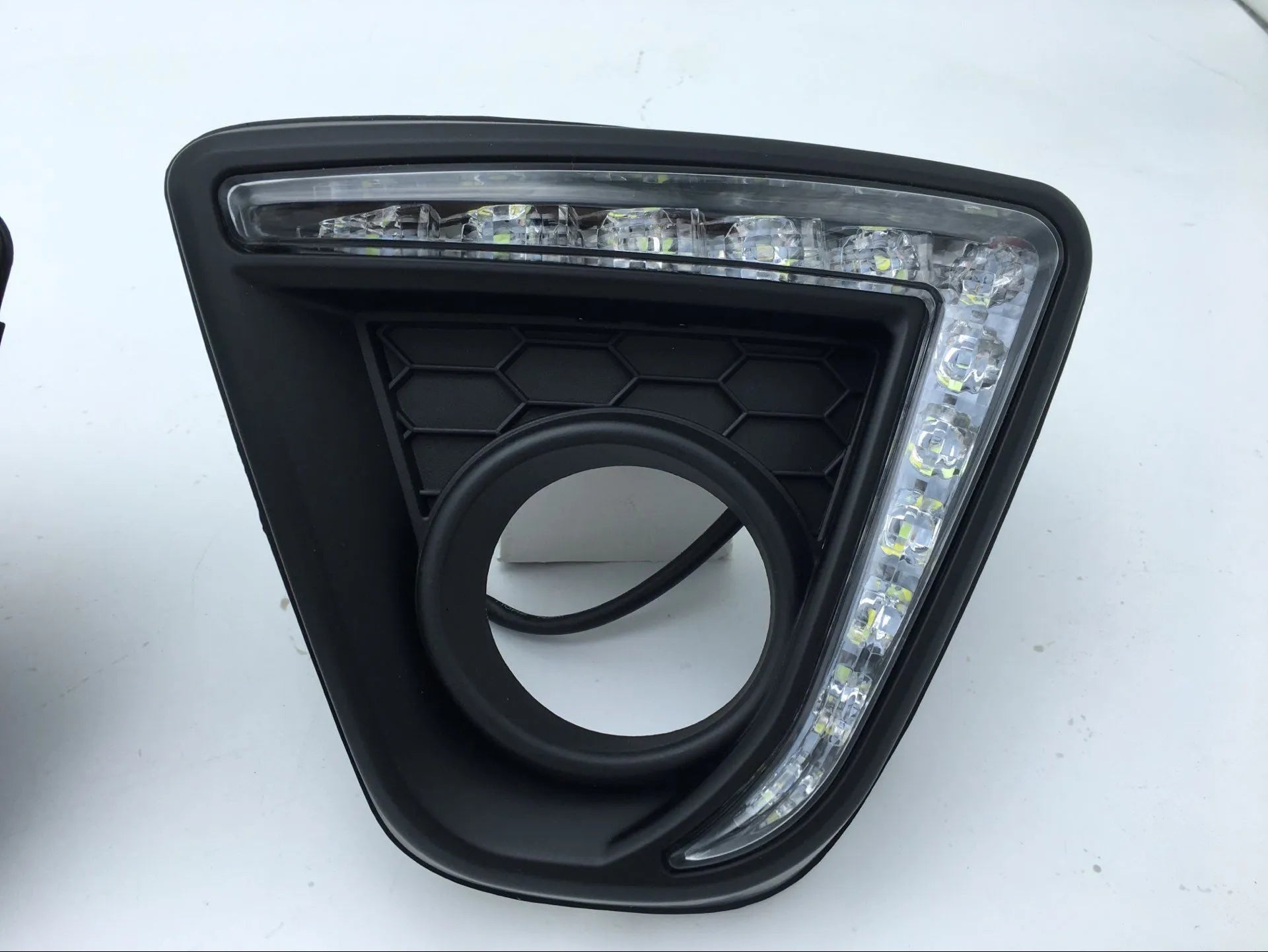 Pair of electroplated LED daytime running lights for Mazda CX-5 on 12V.