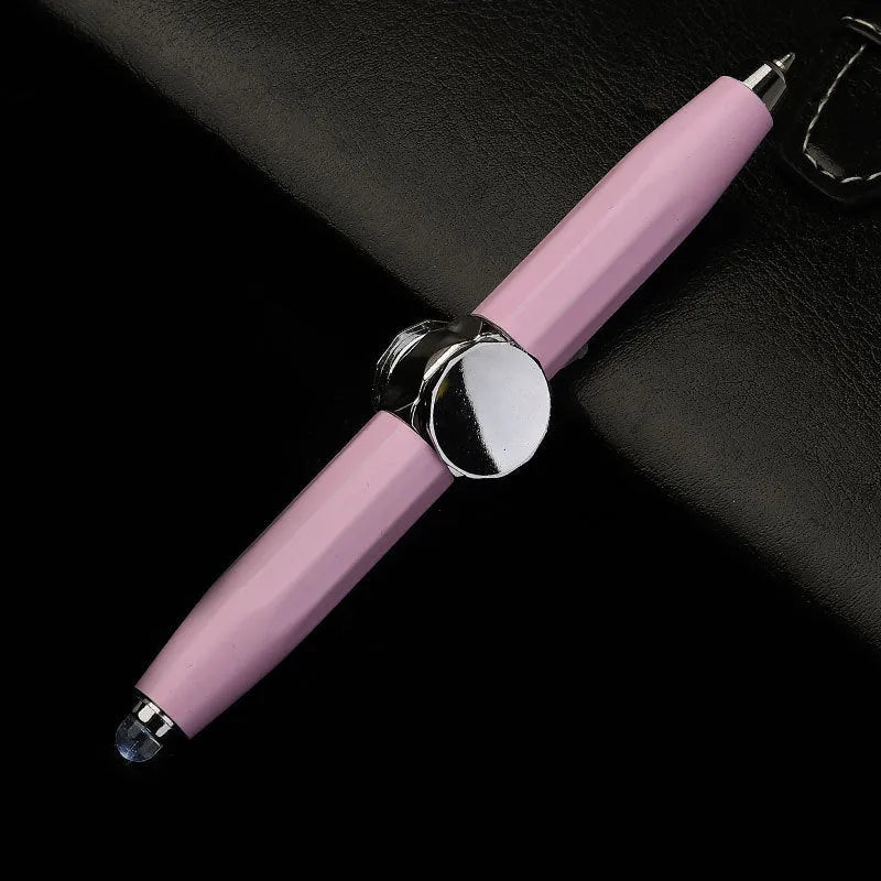 Metal ballpoint pen with a spinning gyro on top, shown in 10.5cm length, with selectable ink colour options.