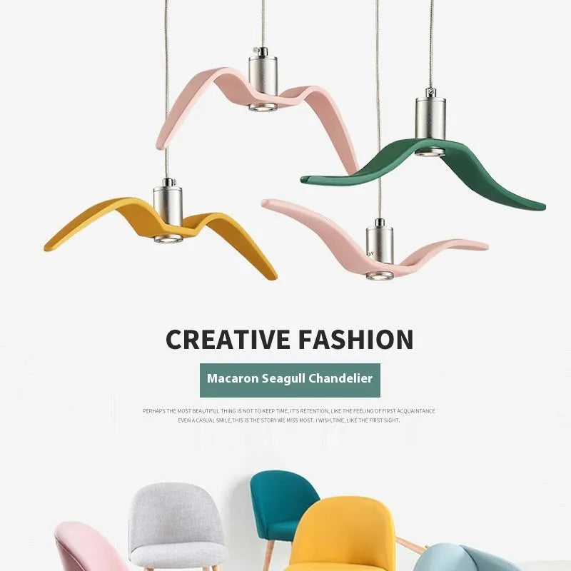 Nordic style LED chandelier with macaron colour options in simple post-modern design