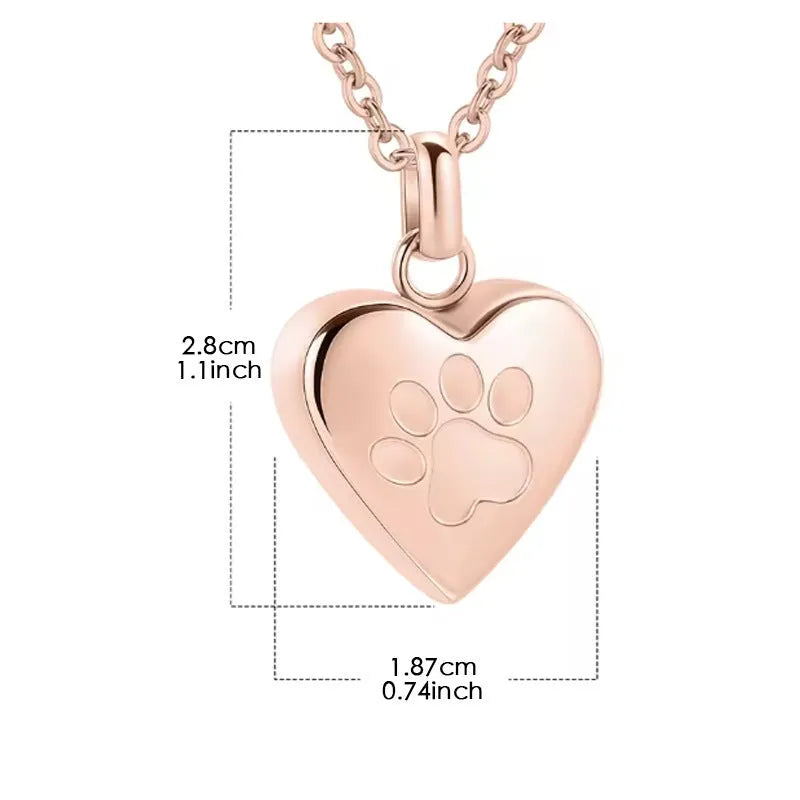 Openable titanium steel heart pendant necklace with love paw print design in multiple colours.