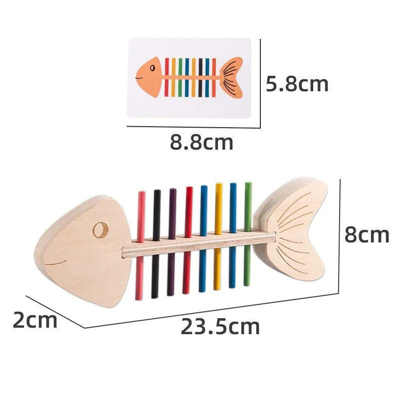 Colour cognitive pairing wooden toy with fishbone pairs design for early education