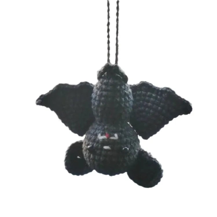 Plush hand-woven car hanging ornament in cartoon Halloween design hanging from rearview mirror