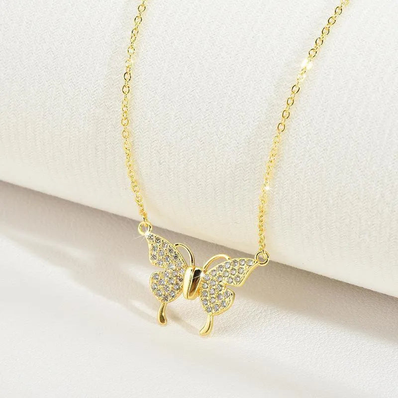 Titanium steel clavicle chain necklace with magnetic butterfly clasp and twisted chain design