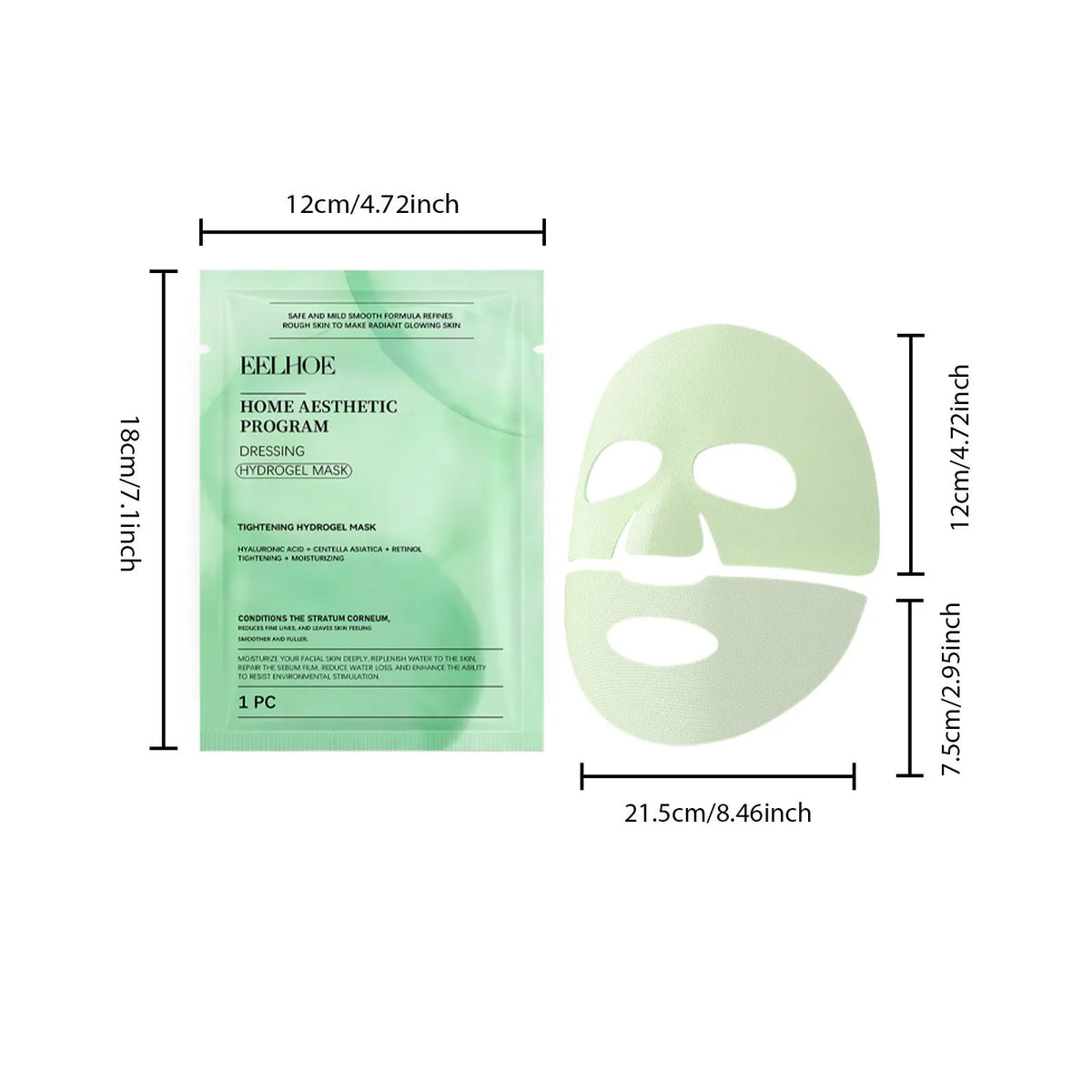 Retinol and hyaluronic acid hydrating facial sheet mask, single or 4-pack.