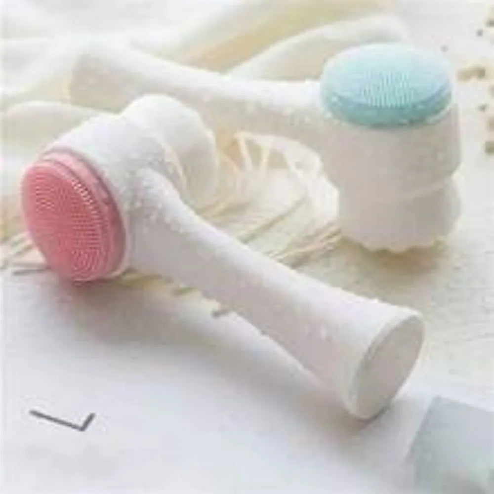 Blue nylon pet paw brush for dogs and cats on a white background.