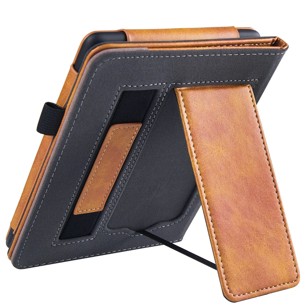 Kindle Paperwhite 11 leather protective case with wrist strap bracket shown in a selected colour.