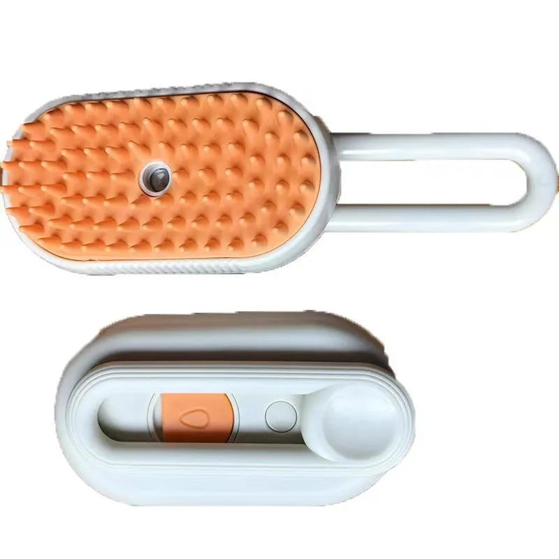 Pet grooming spray brush with rotating silicone massage heads in avocado green design