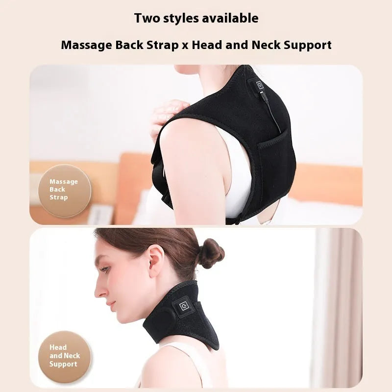 Electric physiotherapy heating shoulder pad with USB moxibustion hot compress for cold-proof shoulder support, black strap design