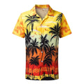 Men's short sleeve Hawaiian shirt with colourful 3D printed pattern, cardigan style.