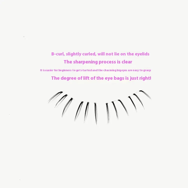 Kitten's paw lower eyelashes with segmented sheer root in natural 4-5-6mm lengths