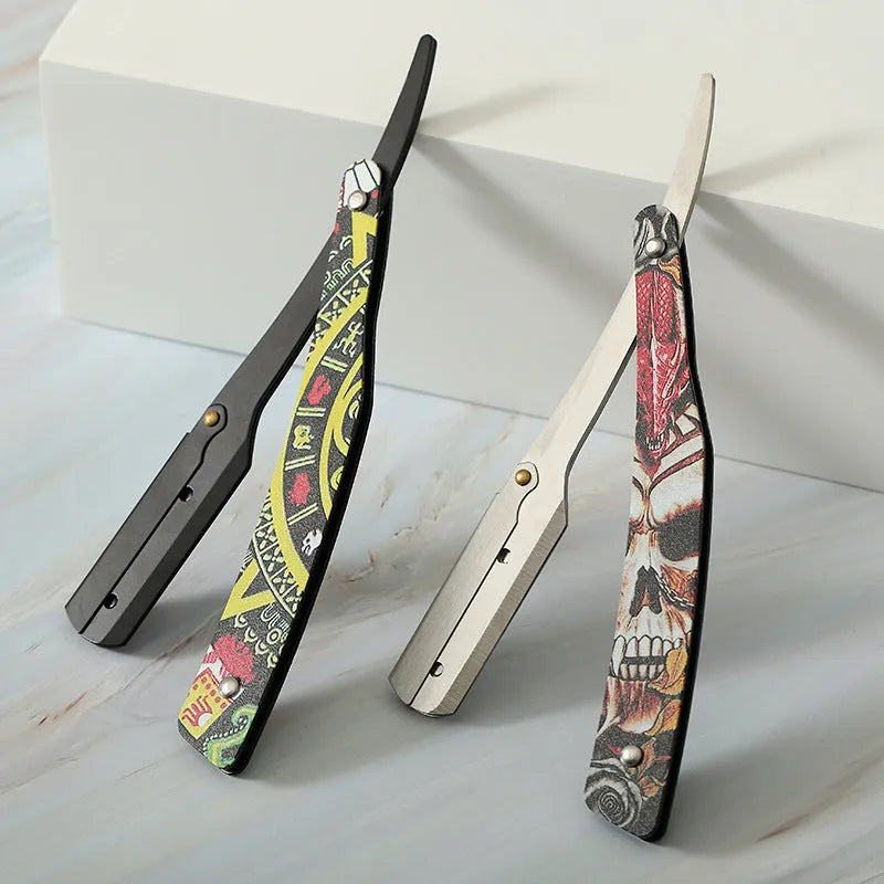Manual shaver with clown skull design, 74 blade, red pattern black colour option